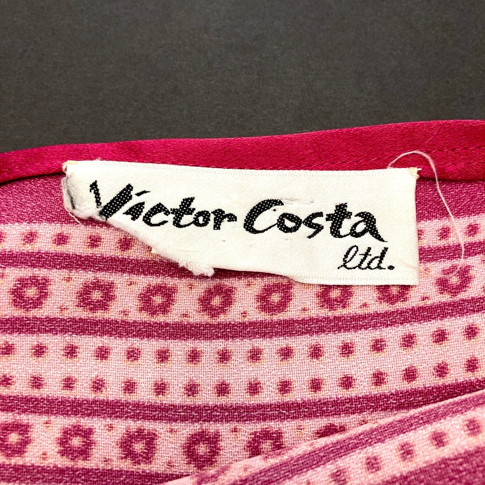 Vtg Victor Costa Maxi Hanky Dress 1970s Dark Pink Boho Dolman Sleeves Womens 1 - Picture 3 of 9